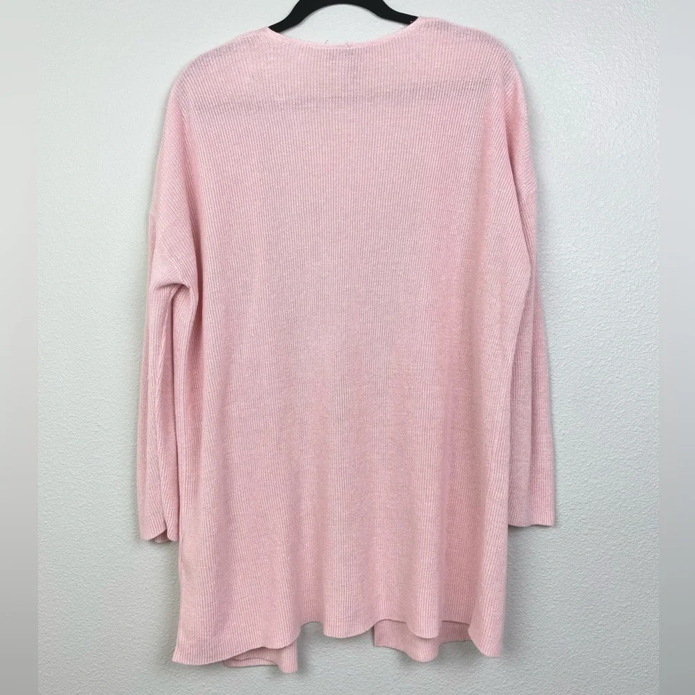 Eileen Fisher Women's Medium Open Front Cardigan Organic Linen Cotton Blush Pink - Picture 12 of 16